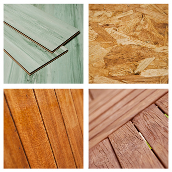 Vier verschiedene Holzbodenarten
